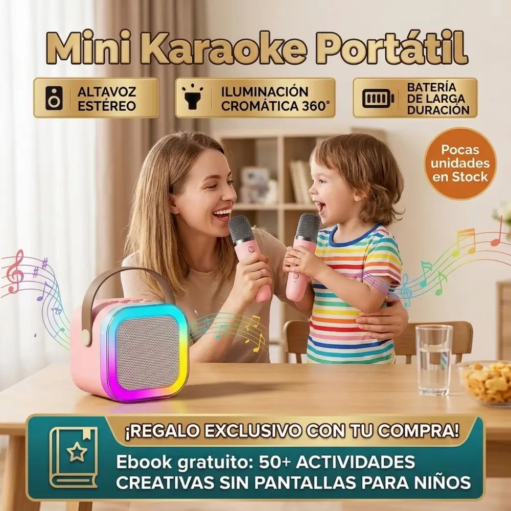 Mini karaoke portátil - ¡La diversión real ha vuelto a casa! + 🎁EBOOK