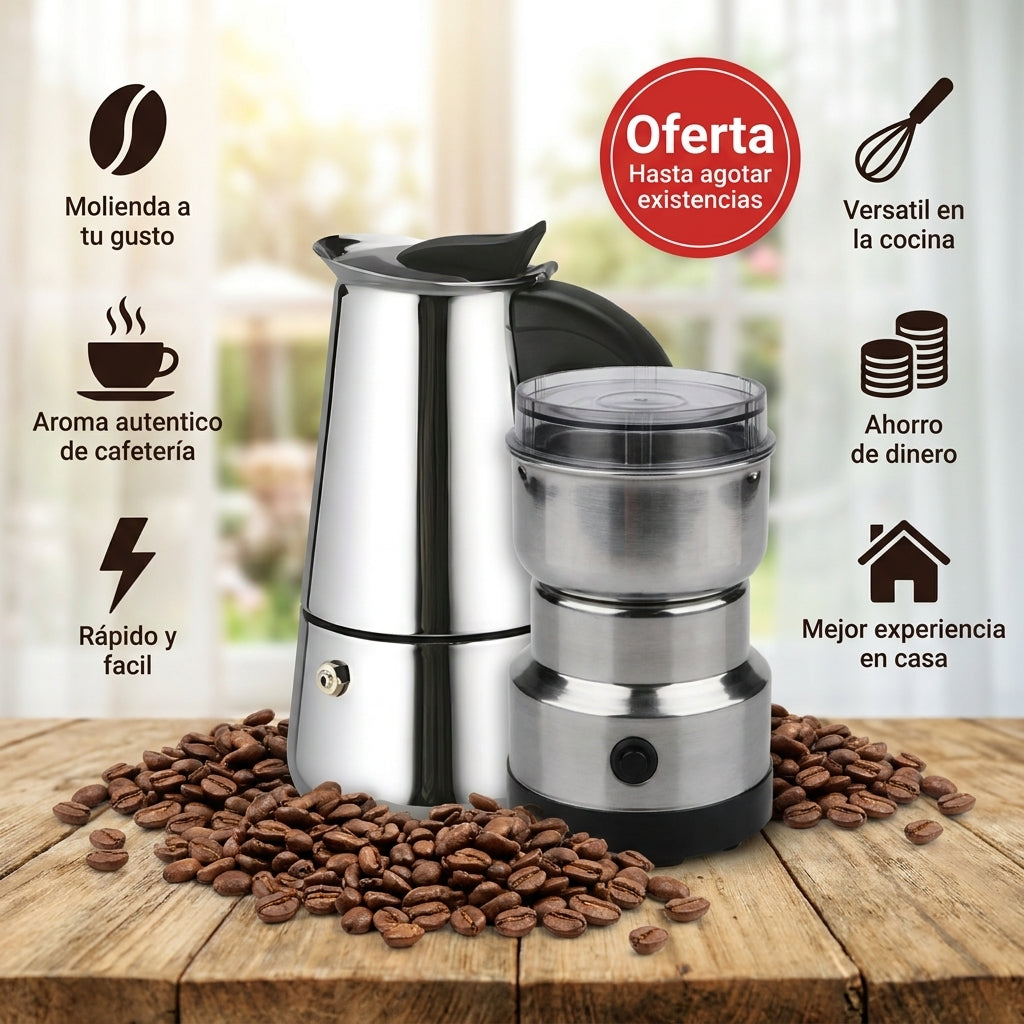 KIT MOLINO + CAFETERA