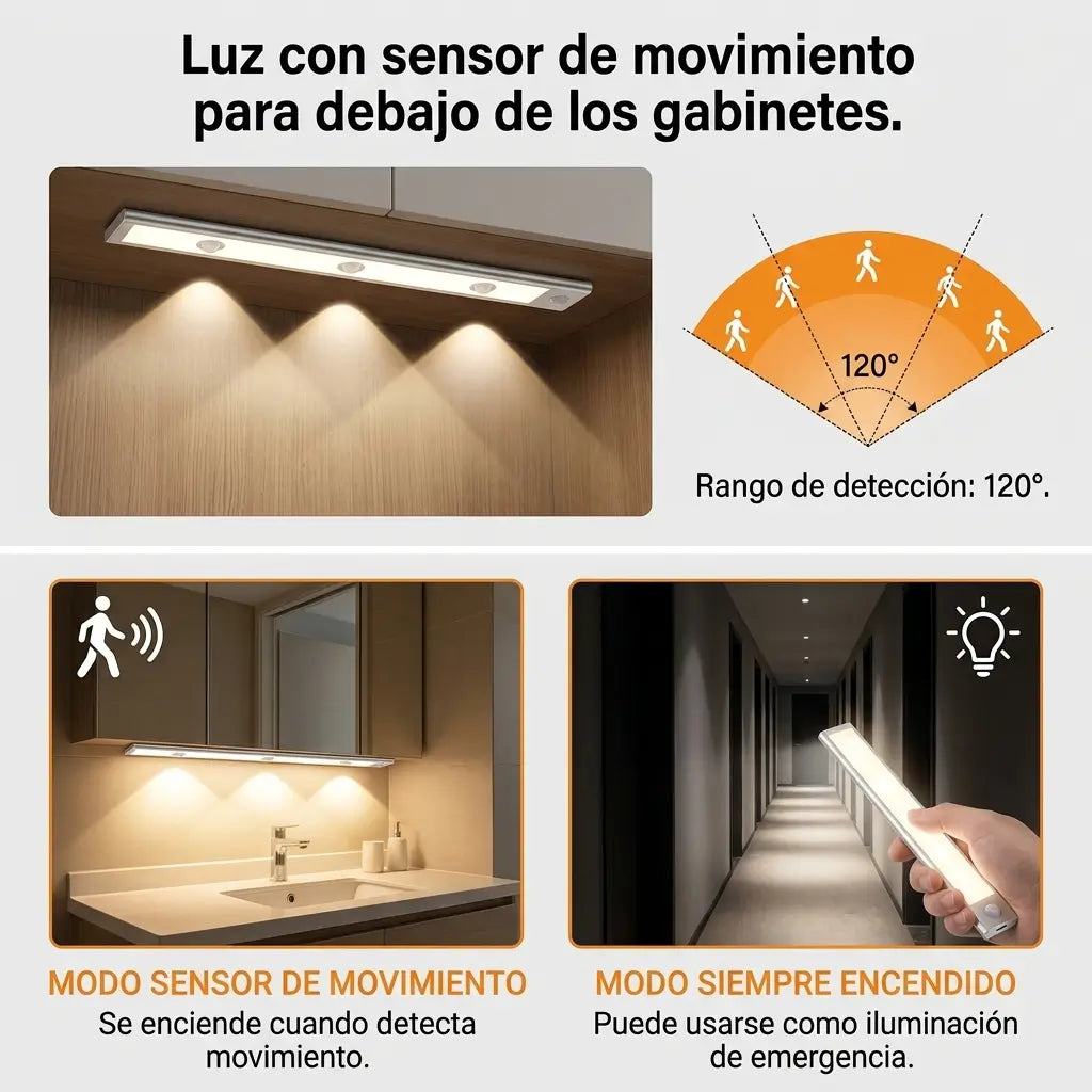 Lampara Led 40 Cm con sensor de movimiento: Evita Tropezones y accidentes nocturnos😴❌