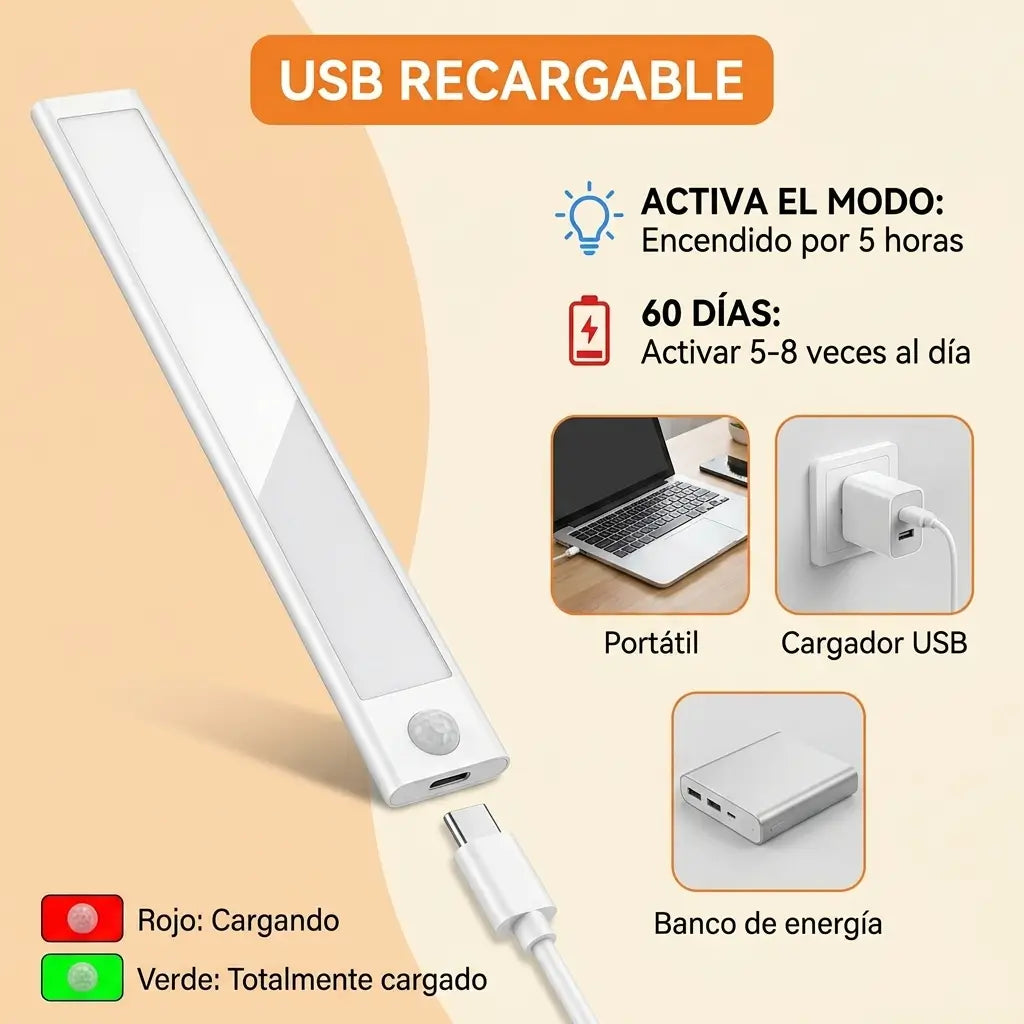 Lampara Led 40 Cm con sensor de movimiento: Evita Tropezones y accidentes nocturnos😴❌