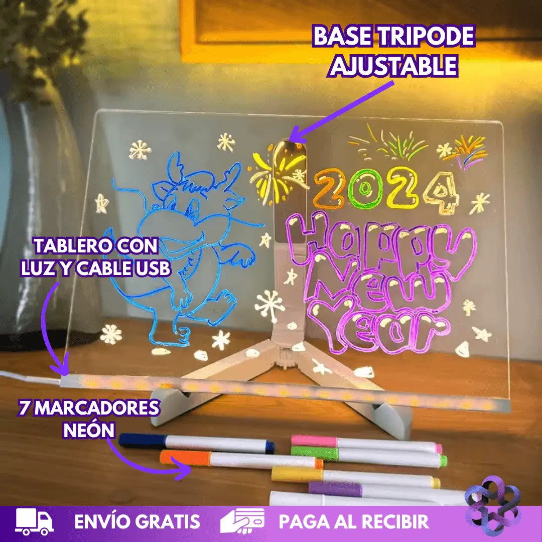 Tablero Neón Mágico: Pon a brillar tu imaginación