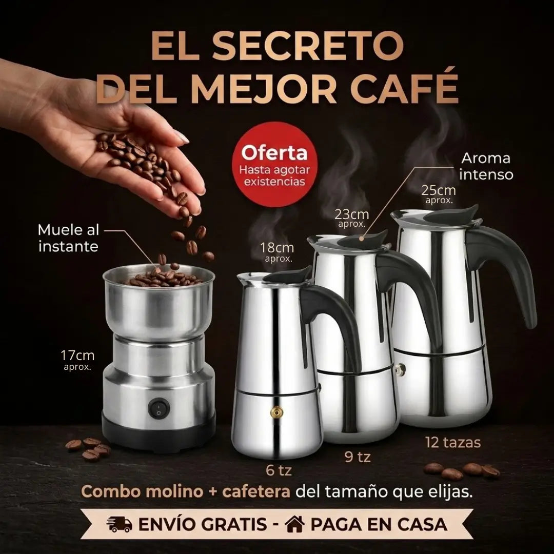 KIT MOLINO + CAFETERA